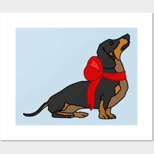 Festive Dachshund with Bow Posters and Art